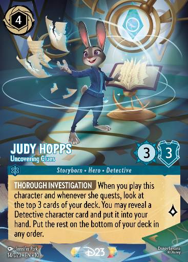 Judy Hopps - Uncovering Clues — Disney Lorcana card