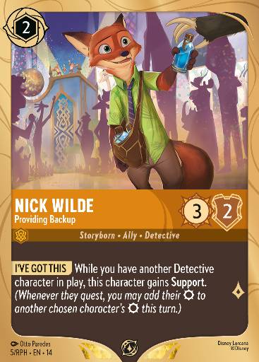 Nick Wilde - Providing Backup — Disney Lorcana card