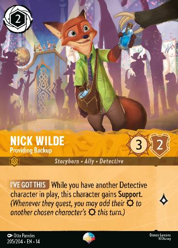 Nick Wilde - Providing Backup — Disney Lorcana card