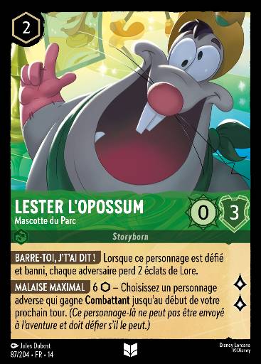 Lester l'opossum - Mascotte du Parc